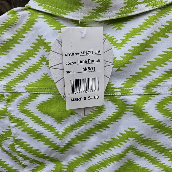 Cristal Vogue Green and White Geometric Vest Girls Size M - Picture 12 of 15